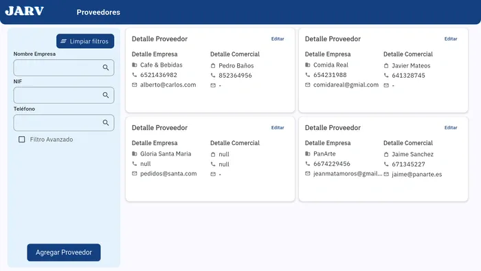 Proveedores Hosteler&iacute;a